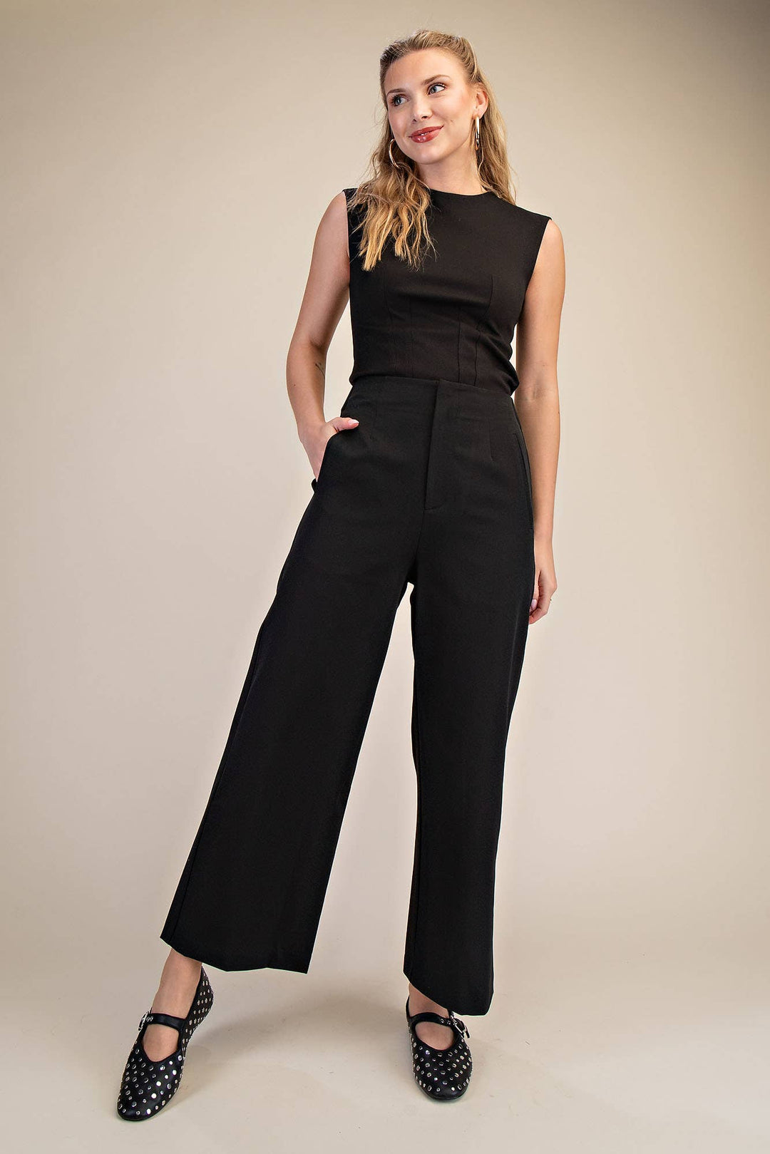 Blair High Waist Wide Pants- Black
