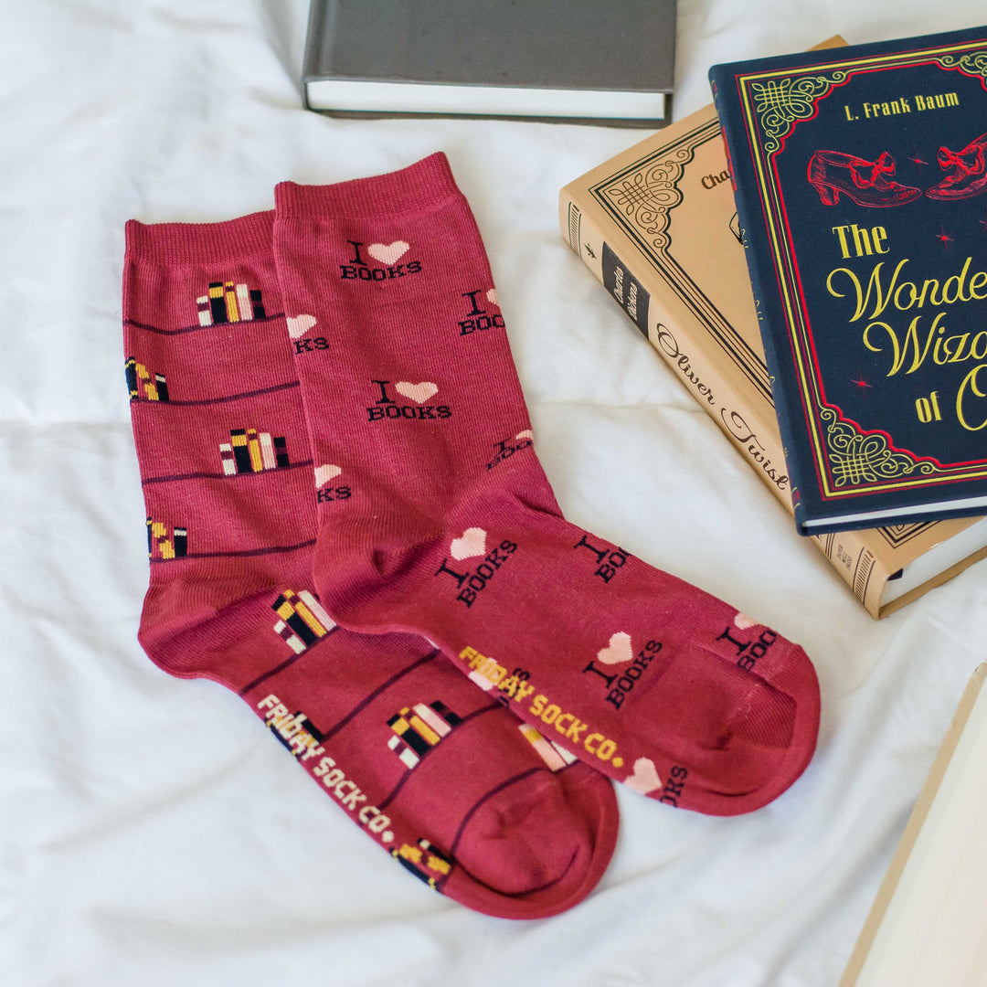 Women's I Love Books Socks: Women’s 5 – 10