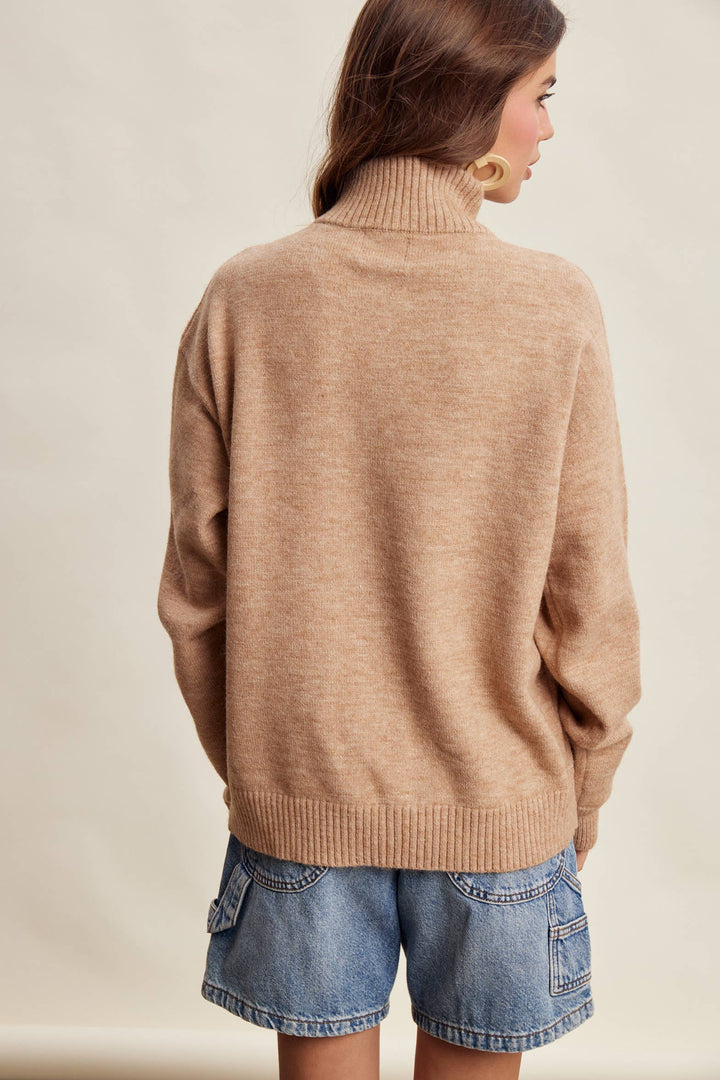 Kristi Floral Embroidered Quarter-Zip Sweater