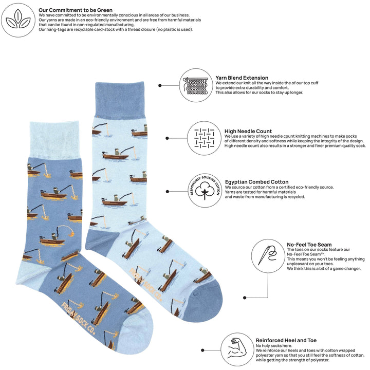 Men's Fish & Fisherman Socks: Men's 7 - 12