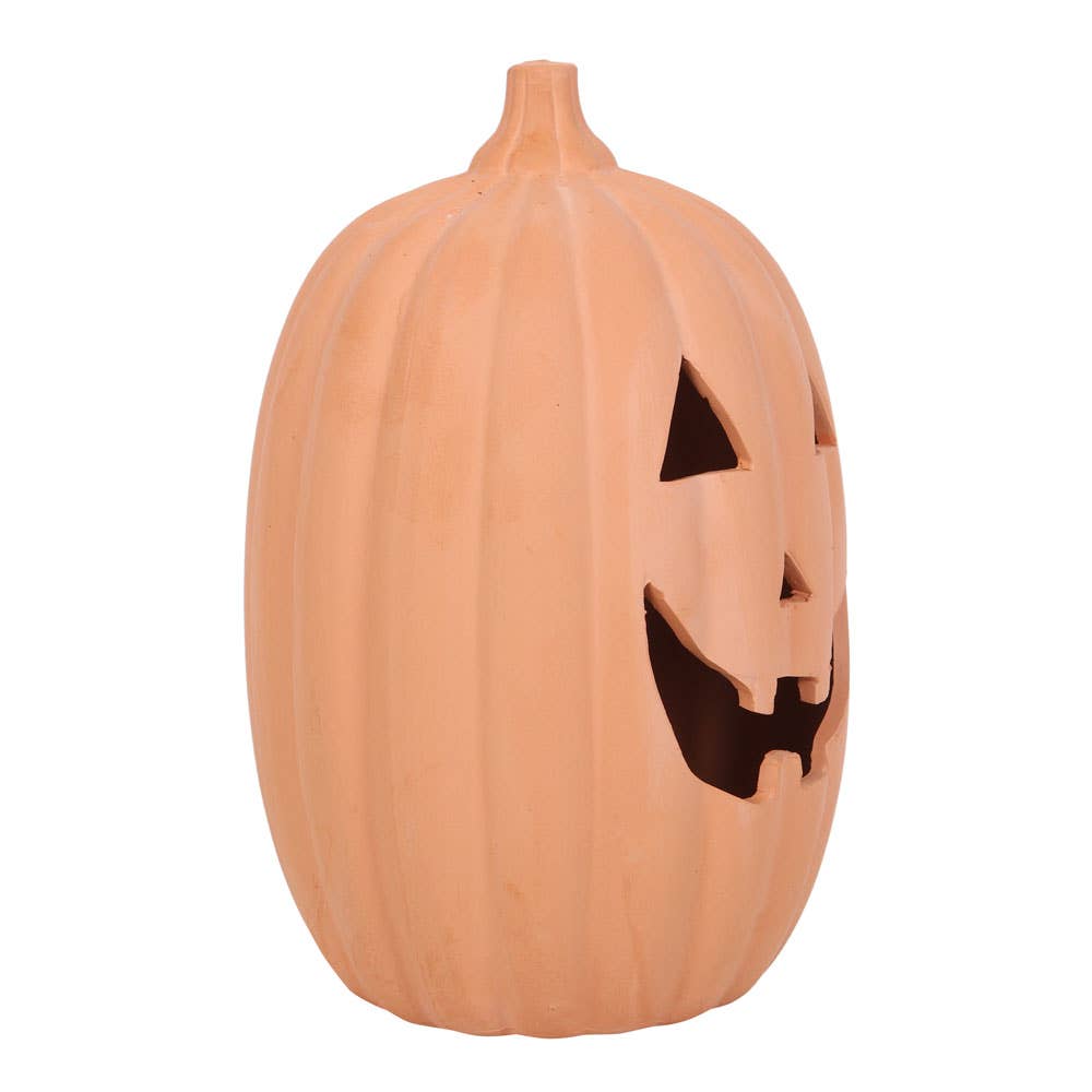 Terracotta Halloween Pumpkin Decoration- 22cm - Pine & Moss