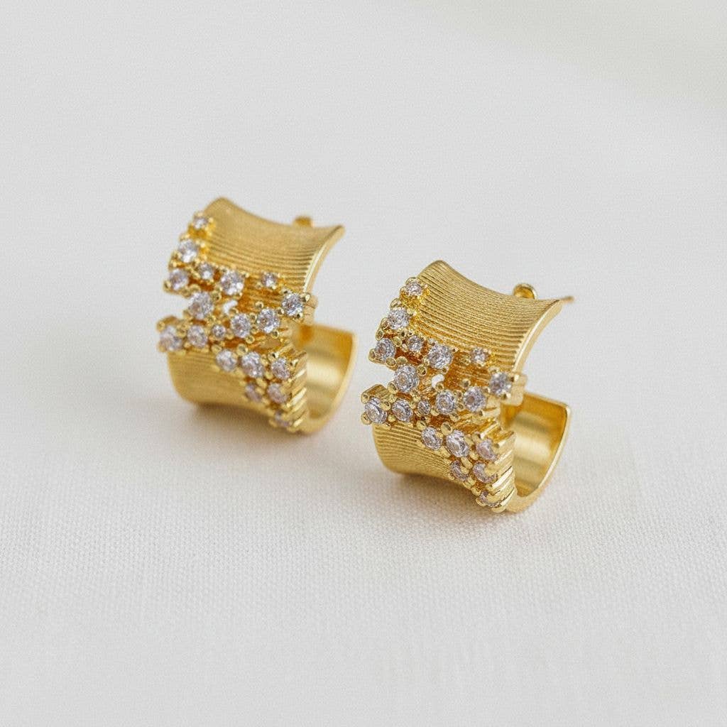 Amour- Irregular Cubic Zirconia C-Hoop Earrings