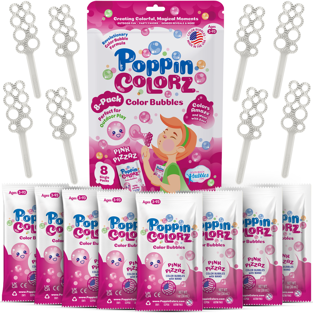 Poppin Colorz Pink Pizzaz Color Bubbles-8 Party Favors - Pine & Moss