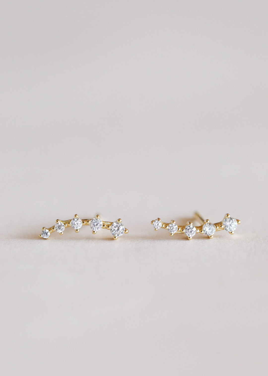 Crawler - White CZ - Gold Earrings - Pine & Moss