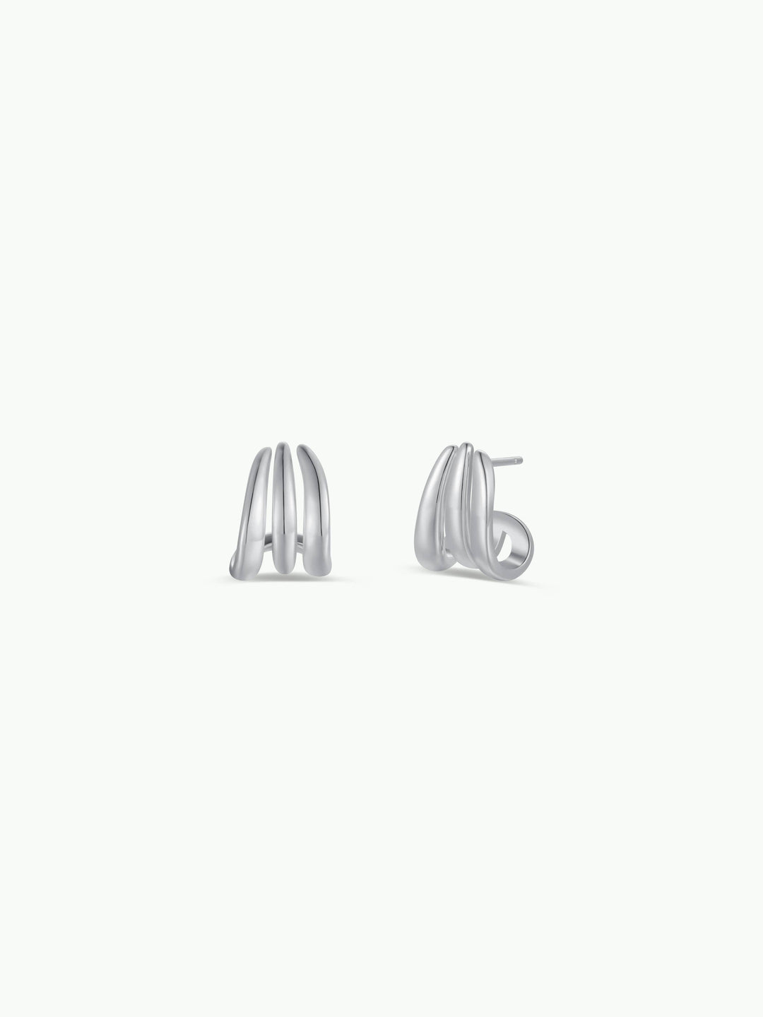 Silver Three Hoop Huggie - Earring - Pine &amp; Moss