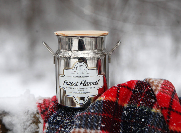 Milk Churn Forest Flannel Candle