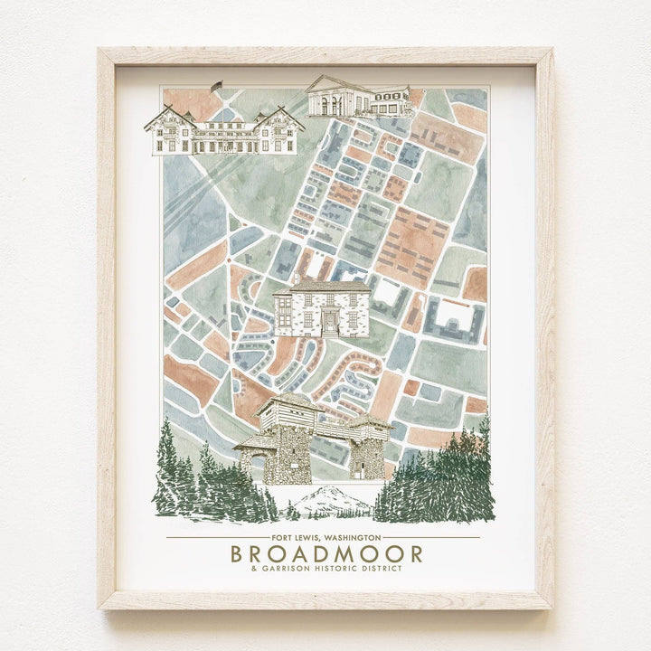 Icons of FORT LEWIS Broadmoor JBLM Washington Map: "Charms" PRINT