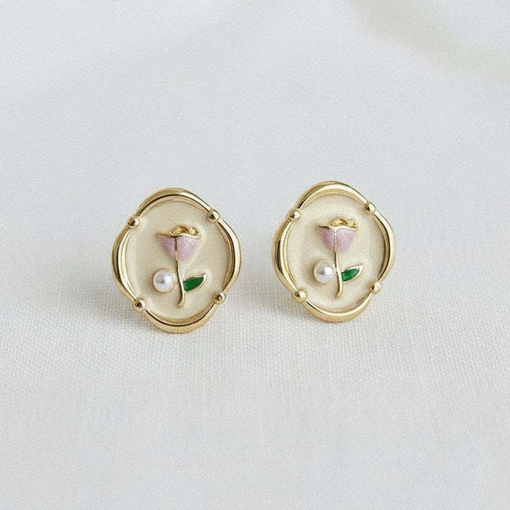Cherish- Artistic Floral Oil Painting Drop Earrings