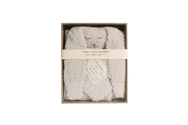 "How wonderful life is" Bunny Baby Lovey Blanket: Oatmeal