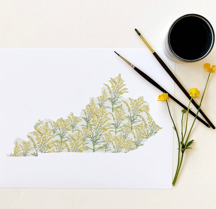 Kentucky State Flower Map - ART PRINT : Watercolor / 8" x 10"