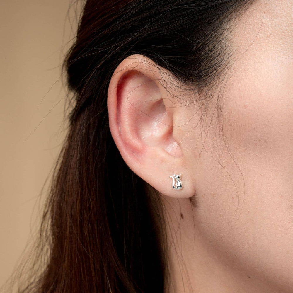 Minimal Cat Earring Studs (ES 2783) - Pine & Moss
