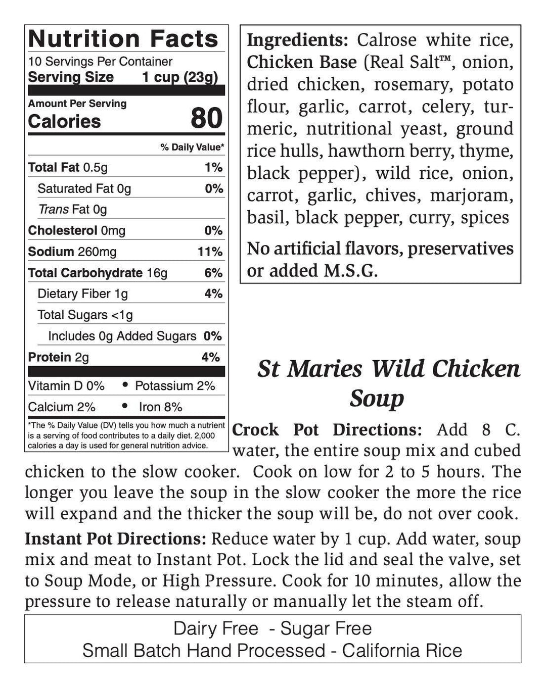 Large St. Marie's Wild Rice and Chicken Soup Mix