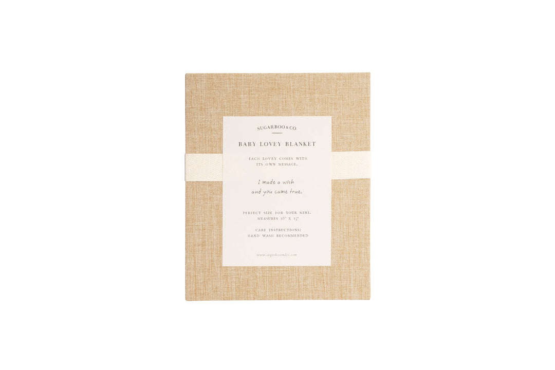"How wonderful life is" Bunny Baby Lovey Blanket: Oatmeal