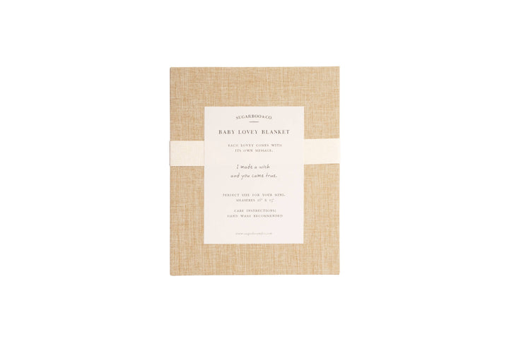 "How wonderful life is" Bunny Baby Lovey Blanket: Oatmeal