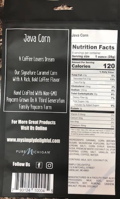Simply Delightful Java Corn 8 oz