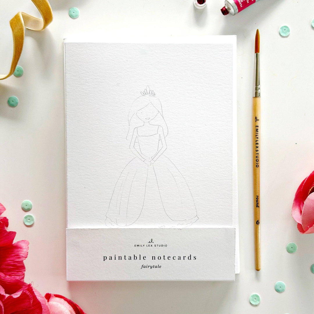 Emily Lex Studios Fairytale paintable watercolor notecard set - Pine &amp; Moss