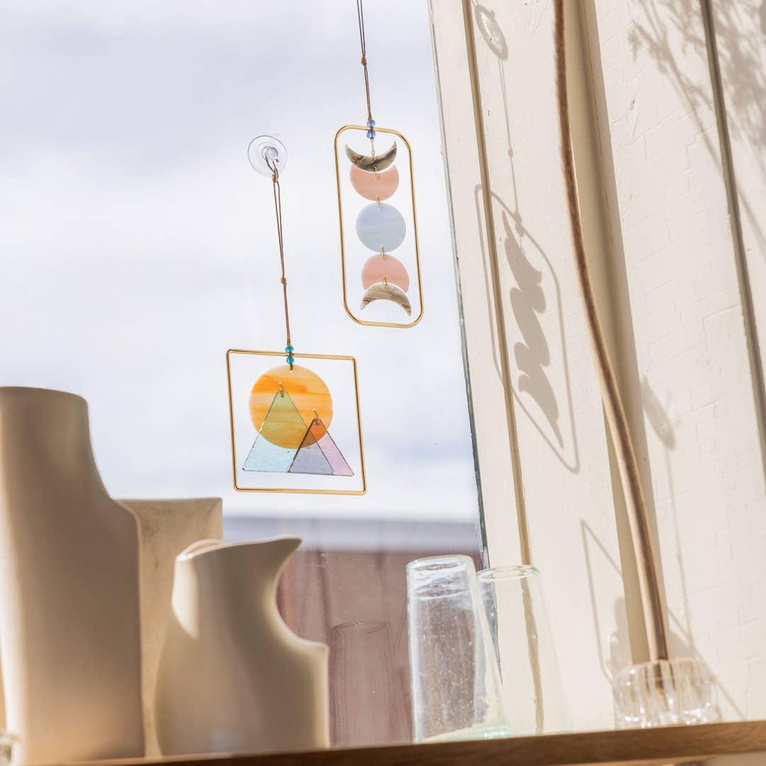 Stained Glass Light Catcher - Sunset Mountains