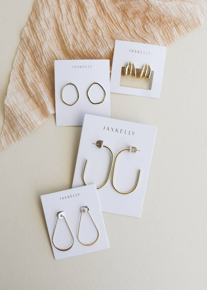 Gold Three Hoop Huggie - Earring - Pine &amp; Moss