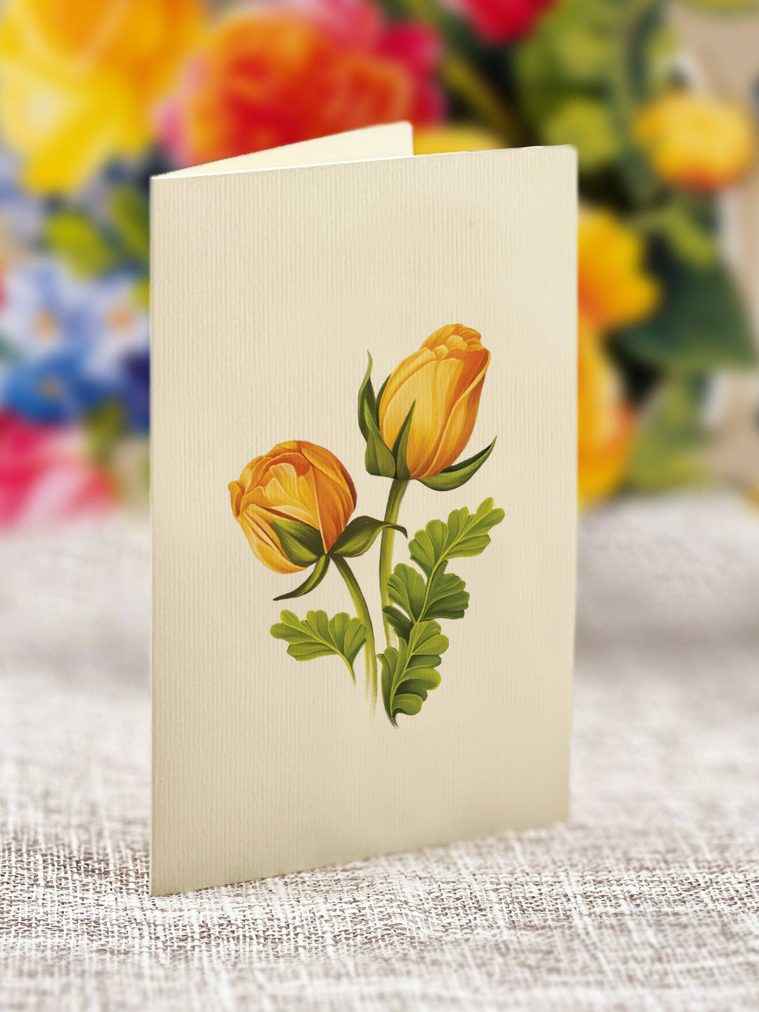 Mini Sorbet Roses Bouquet Pop- up Card - Pine & Moss