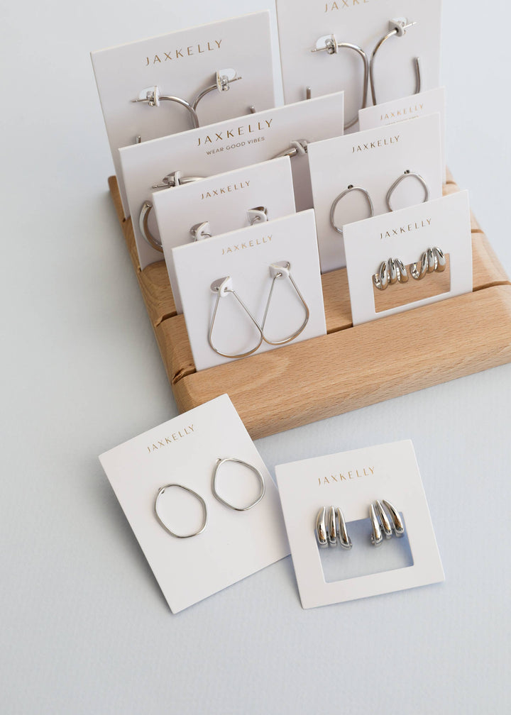 Silver Three Hoop Huggie - Earring - Pine &amp; Moss