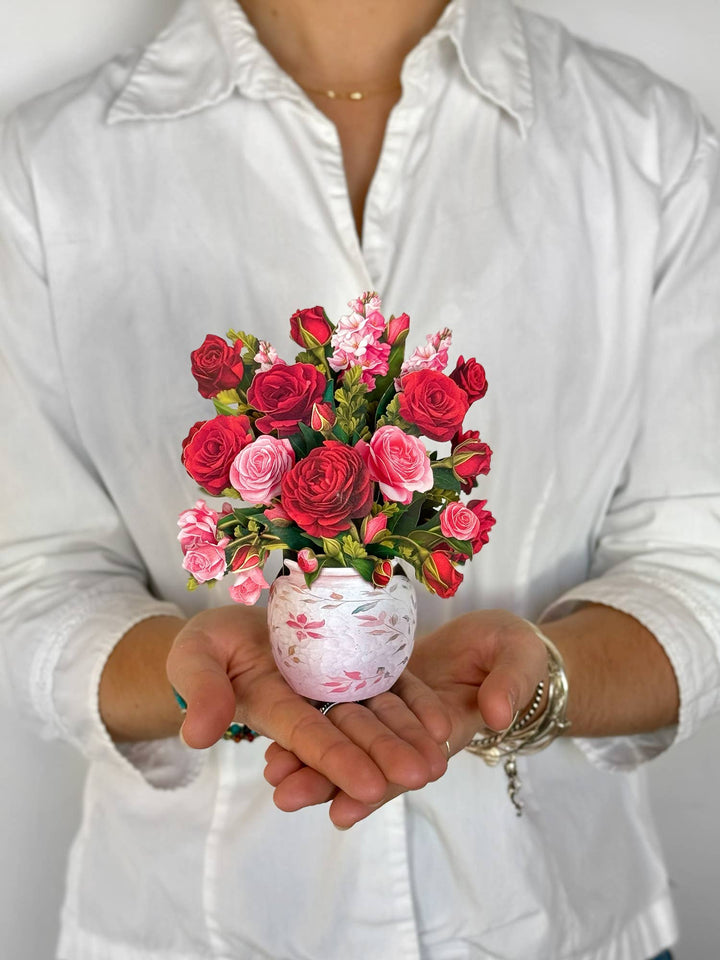 Mini Blooming Roses Pop up Bouquet Card