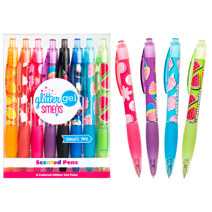 Smens - Glitter Gel - Scented Colored Gel Ink Pens - 8 Count