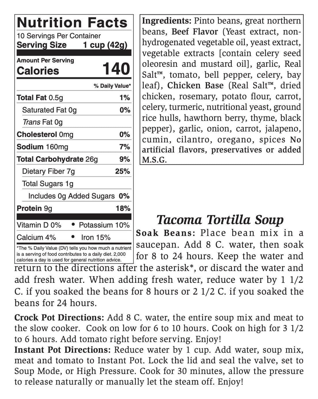 Small Tacoma Tortilla Soup Mix