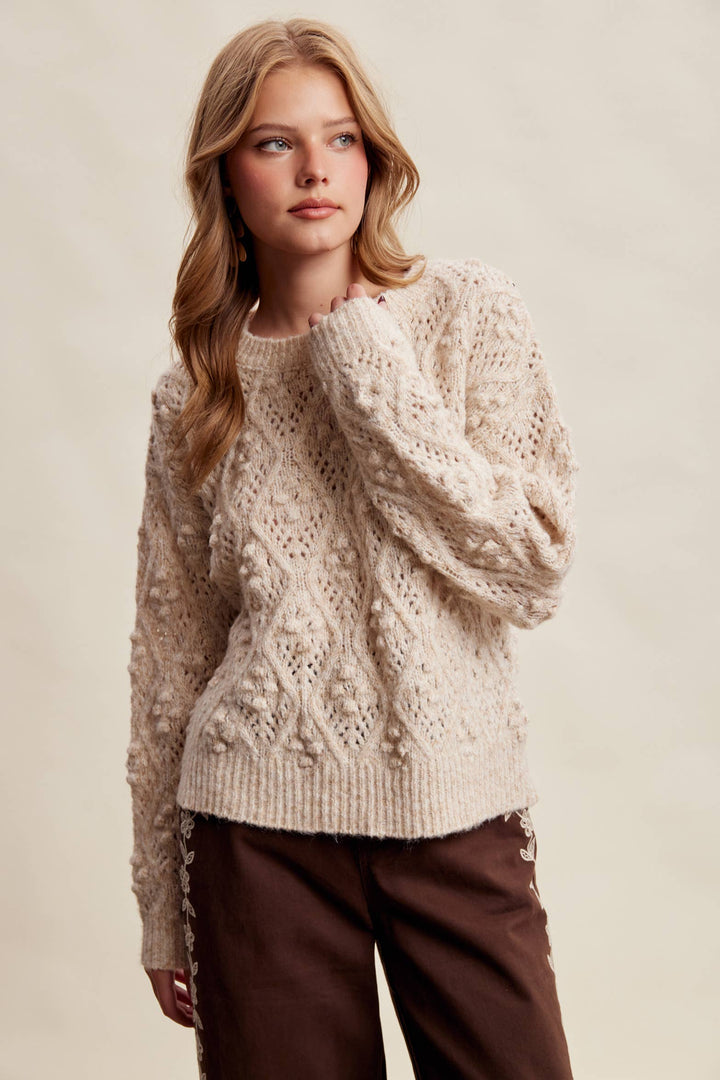 Jodi Bobble Pointelle Knit Sweater