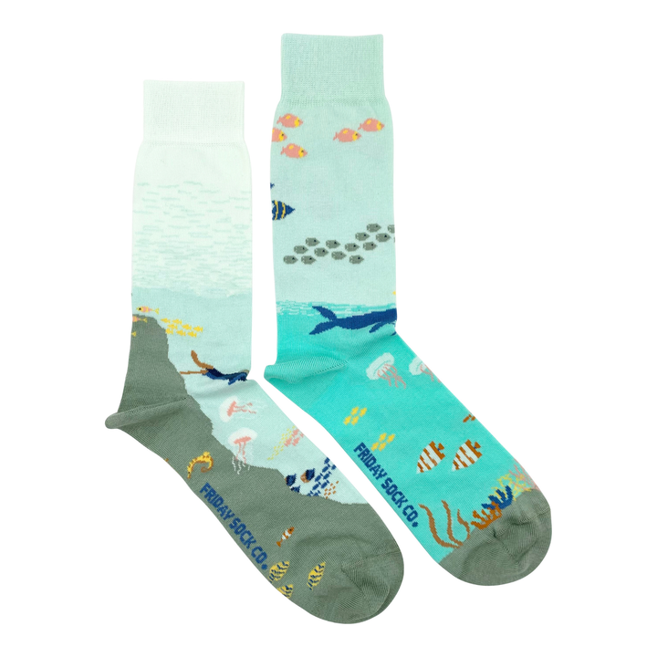 Men's Underwater Scene Socks: Men's 7 - 12