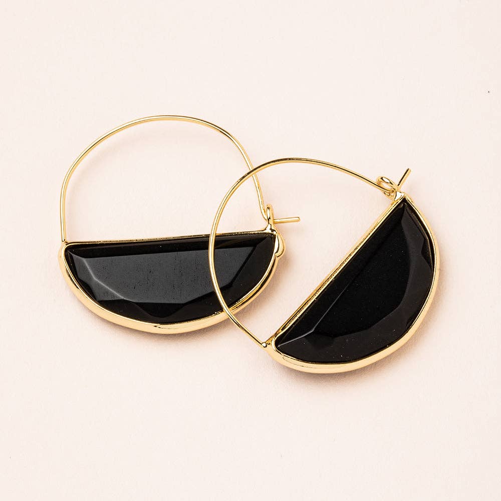 Stone Prism Hoop - Black Spinel/Gold - Pine & Moss