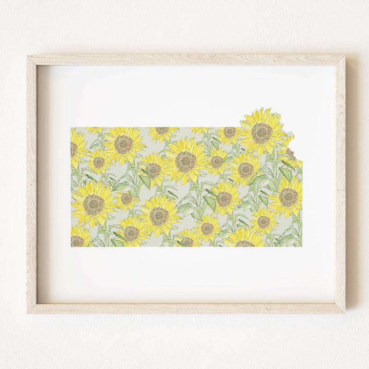 Kansas State Flower Map - ART PRINT  : Watercolor / 8" x 10"