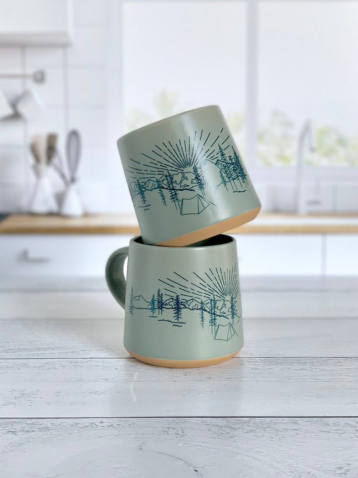 Camping Scene Ceramic Mug - Pine & Moss