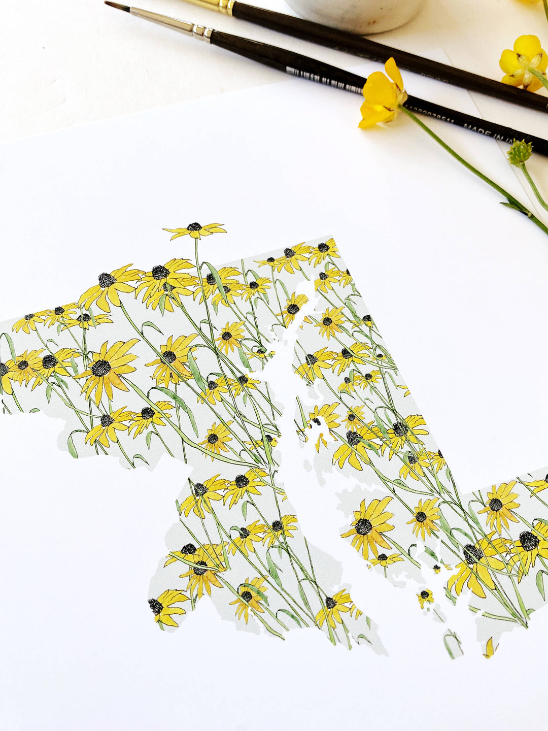 Maryland State Flower Map - ART PRINT