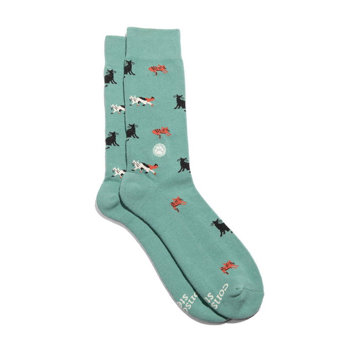 Conscious Step:Socks that Save Cats (Teal Cats): Small