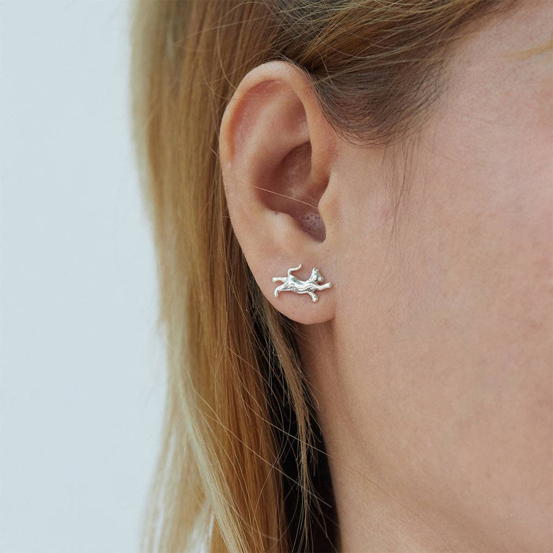 Cute Naughty Cat Stud Earrings (ES 2704) - Pine & Moss