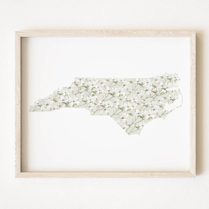 North Carolina State Flower Map - ART PRINT : Watercolor / 8" x 10"
