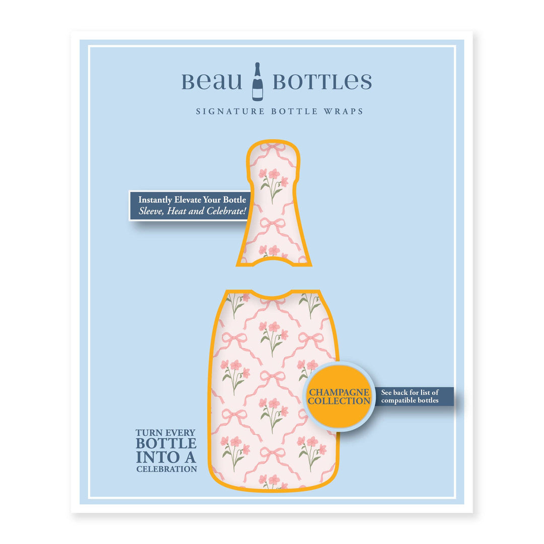 Beau Bottles Pink Bows and Blossoms - Champagne Collection - Pine &amp; Moss
