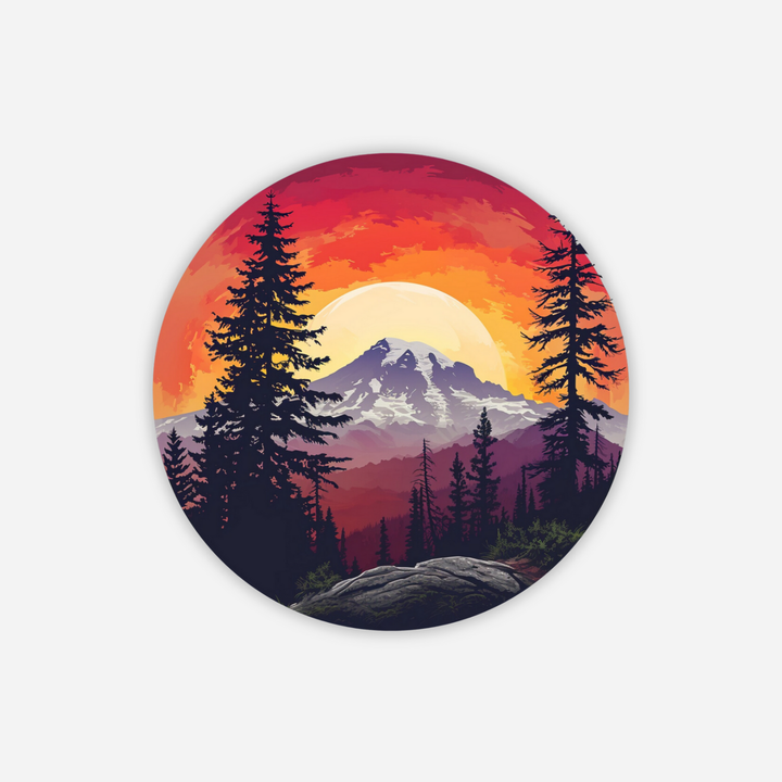 Mount Rainier Sunset Sticker- PNW Landscape Vinyl Decal