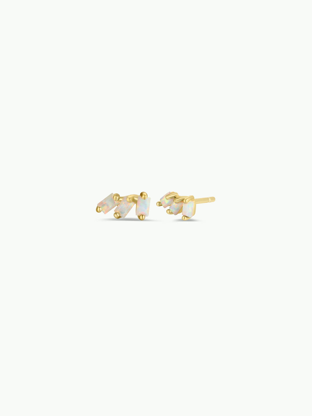 Offset Trio - White Opal - Gold Earrings - Pine & Moss