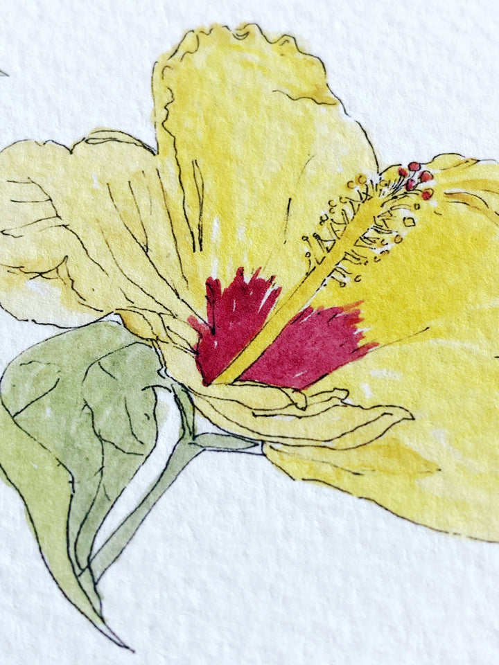 Hawaii State Flower Map - ART PRINT : Watercolor / 8" x 10"