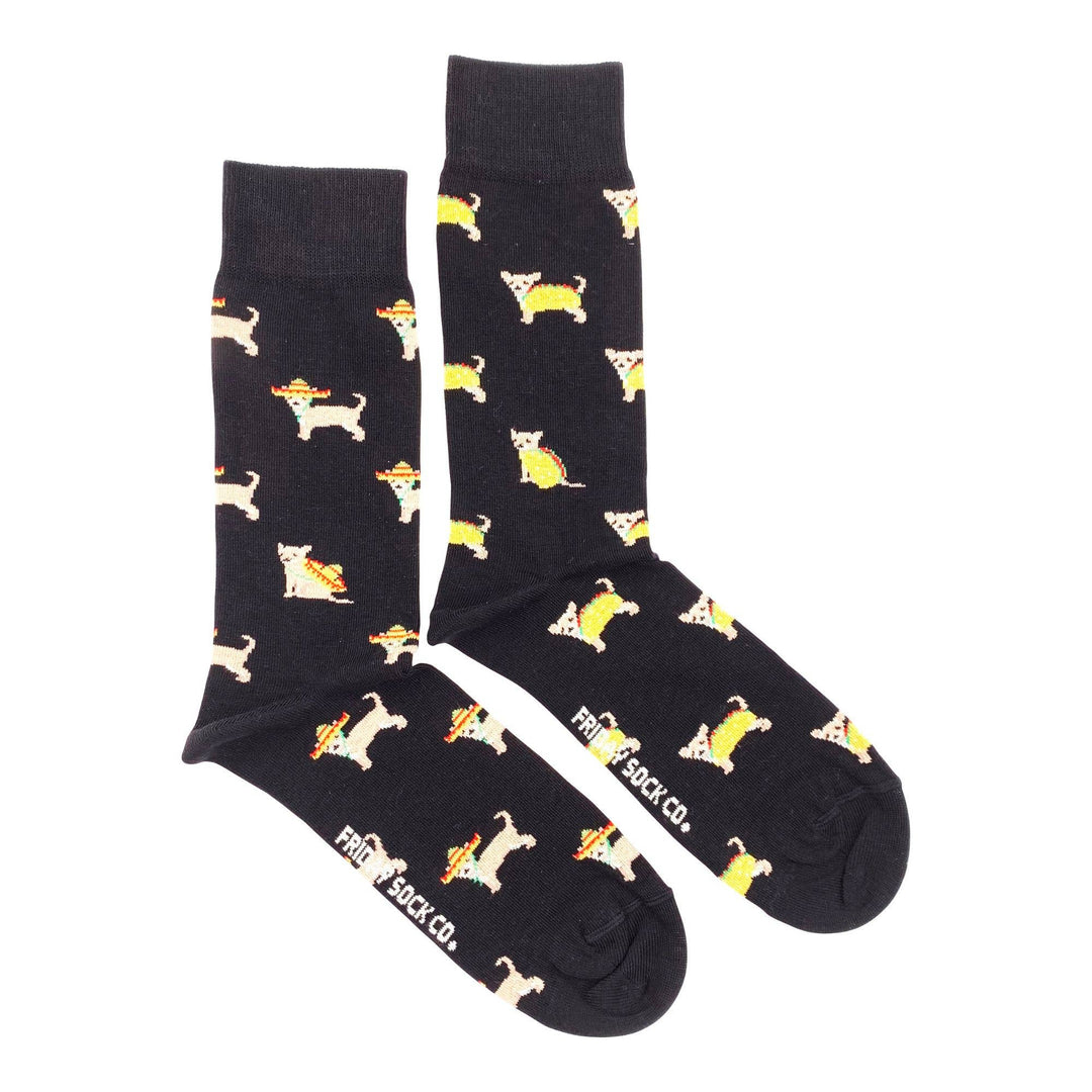 Fun Men's Socks | Taco Dog | Mismatched | Premium Cotton: Men's 7 - 12 - Pine & Moss