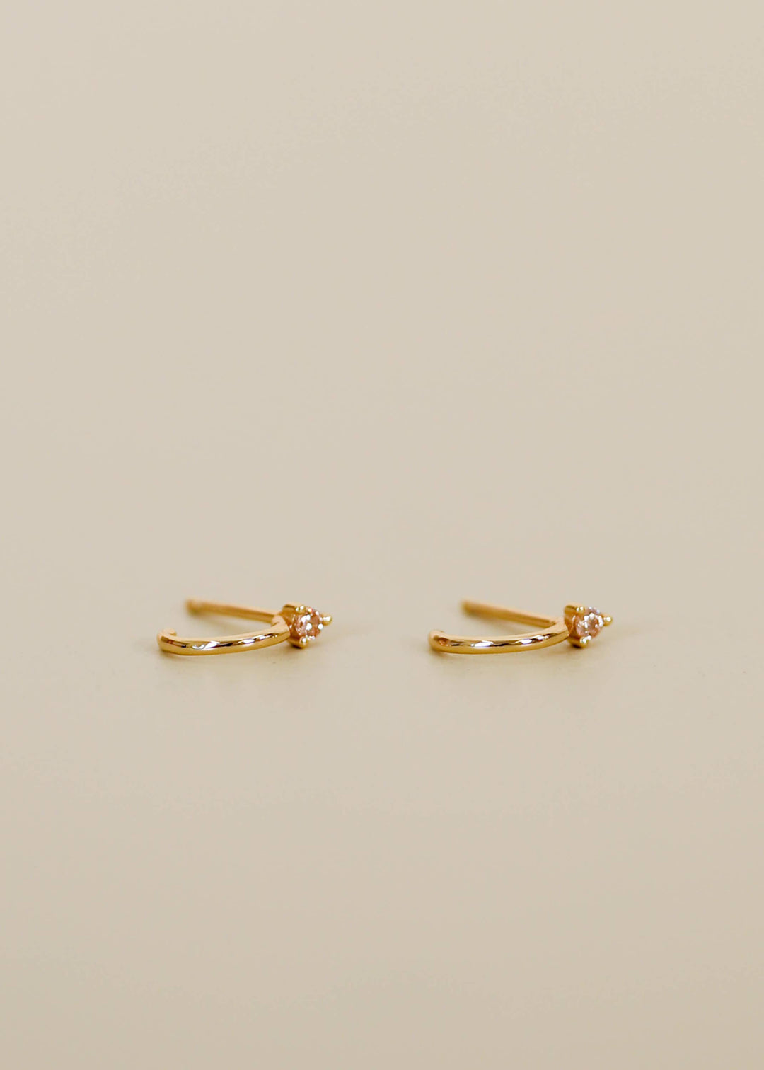 Open Mini Hoop - Champagne CZ - Gold Earrings - Pine & Moss