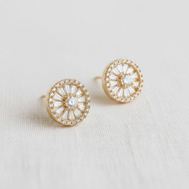 Sunbeam- Vintage Glamour Gemstone Stud Earrings - Pine & Moss