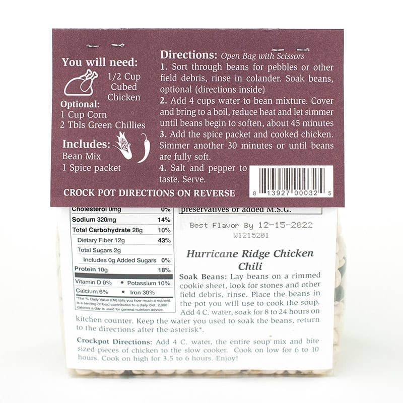 Small Hurricane Ridge Chicken Chili Soup Mix