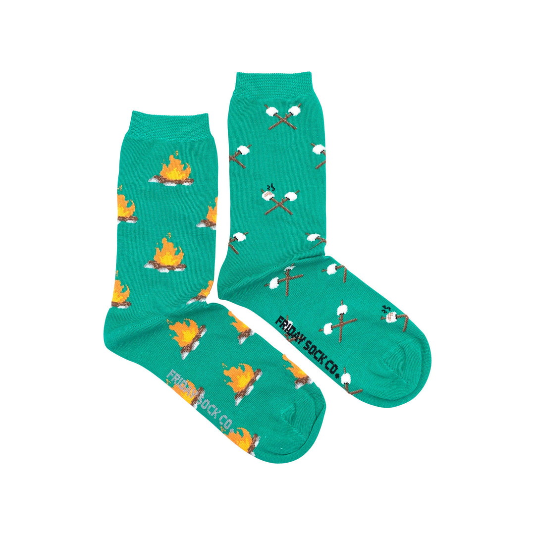 Women’s Socks | Campfire & Marshmallow | Mismatched Socks: Women's 5 - 10 - Pine & Moss