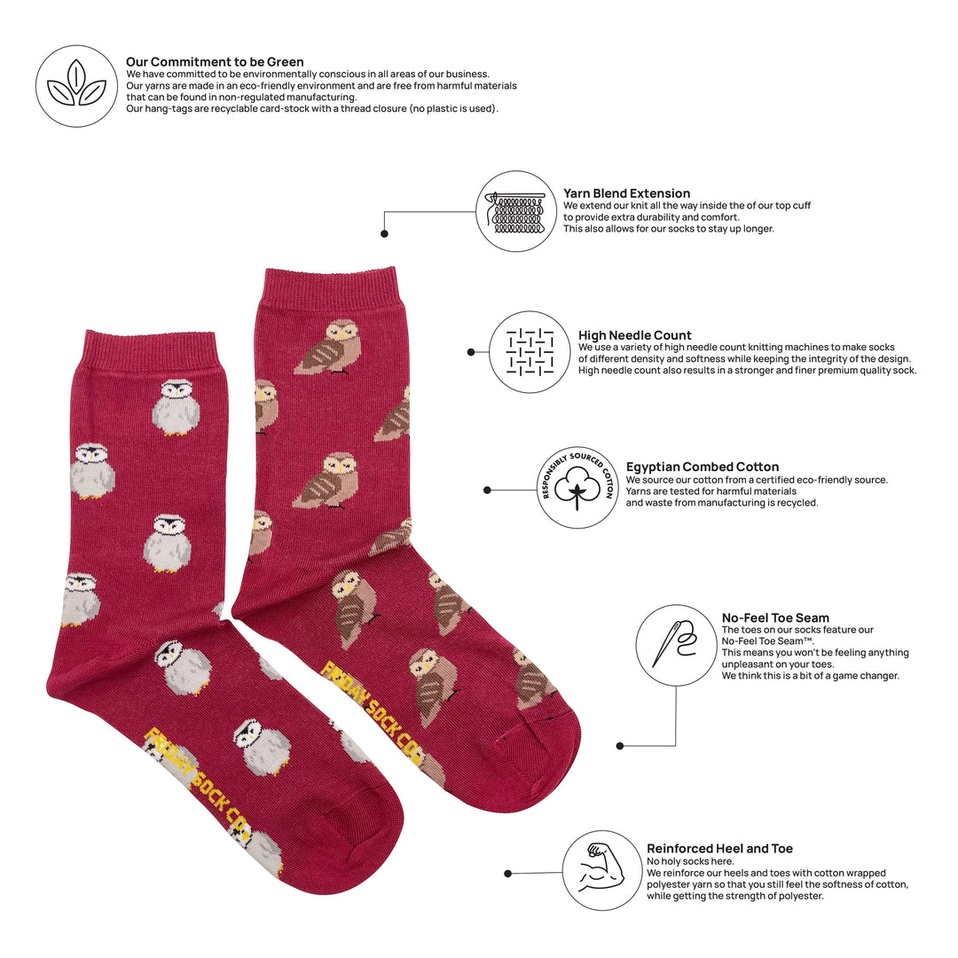 Women's Owl Socks: Women’s 5 – 10