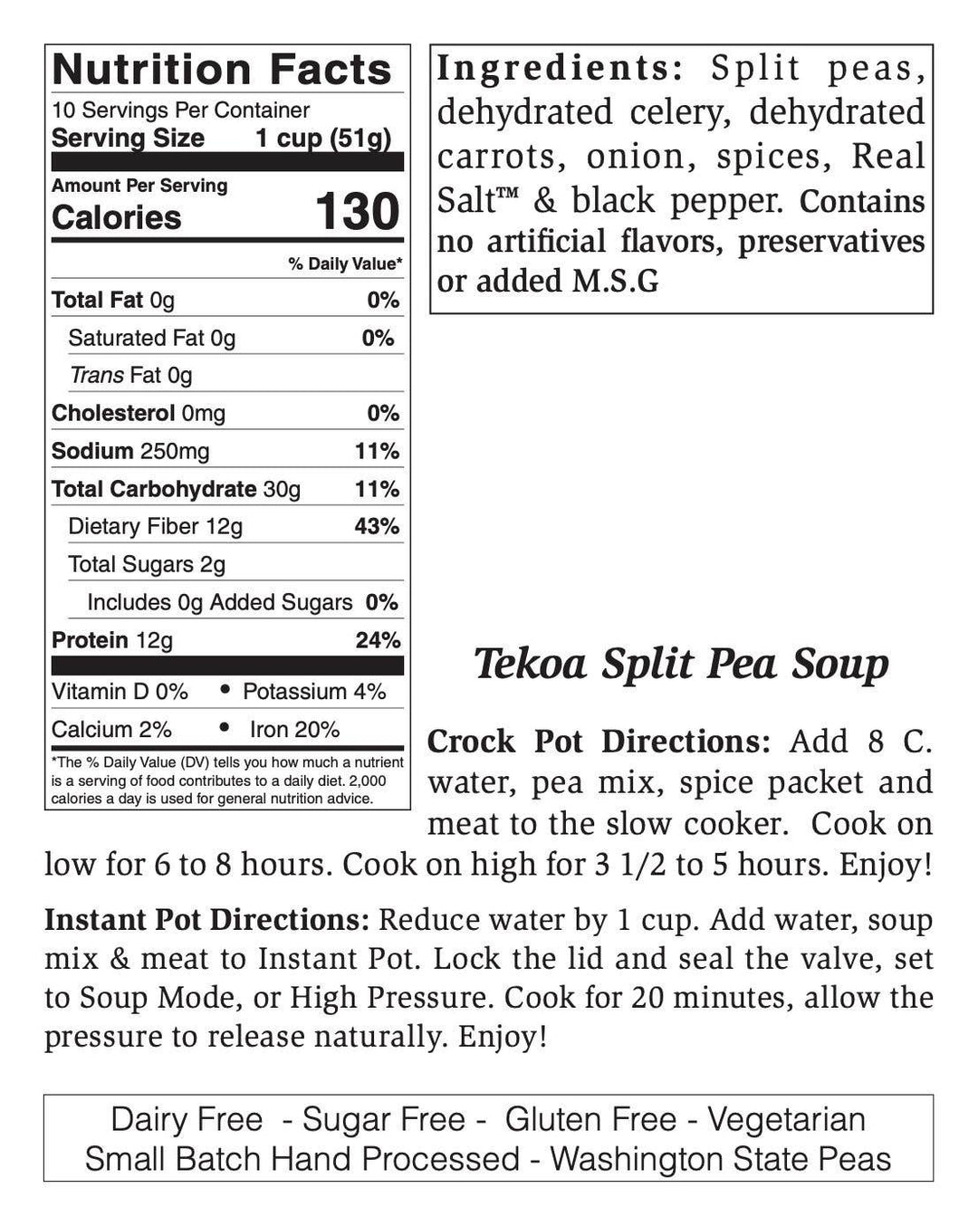 Large Tekoa Split Pea Soup Mix
