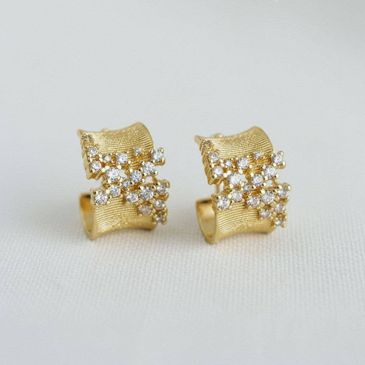 Amour- Irregular Cubic Zirconia C-Hoop Earrings