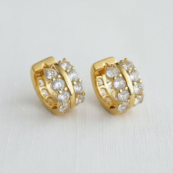 Golden Hour- Chic Geometric Drop Earrings with Sparkling Accents