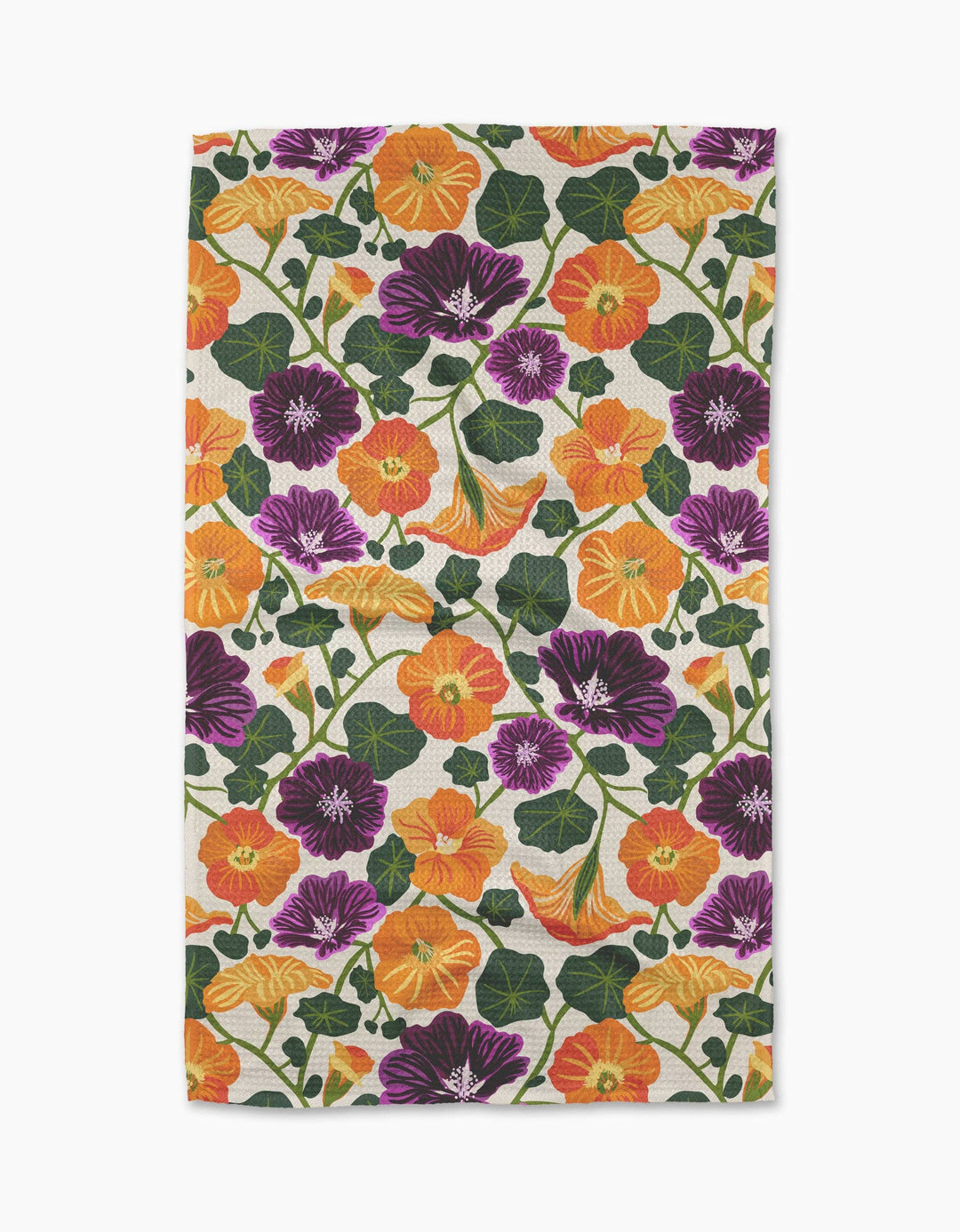 Geometry: Nasturtium Garden Tea Towel - Pine & Moss